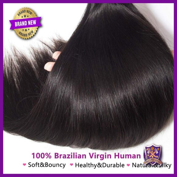 Brazilian Virgin Human Hair Extensions 4 Bundles 22-28 Inch Straight main image 5
